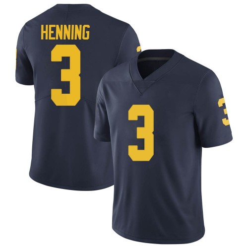 A.J. Henning Michigan Wolverines Men's NCAA #3 Navy Limited Brand Jordan College Stitched Football Jersey QMF8154TP